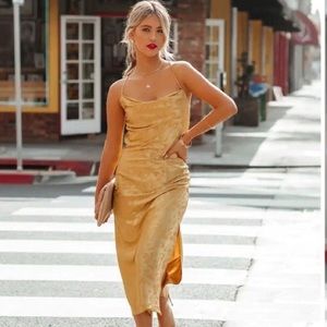 Vici yellow cowl neck dress